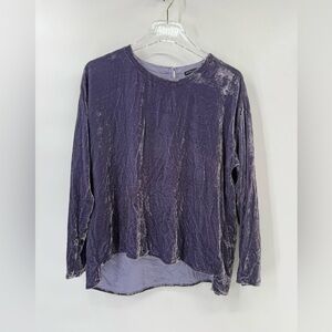 Eileen Fisher Purple Crushed Velvet Top With 3/4 Sleeves size small